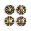 Roped Berry Round Conchos mit Motiv