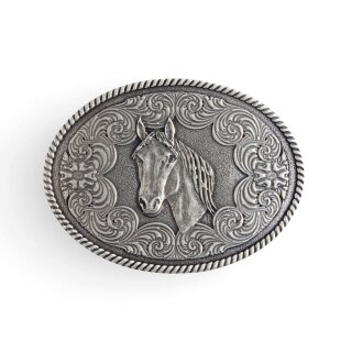 Pferd Buckle Oval in antik Nickel