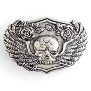 Skull Buckle Antique Silver